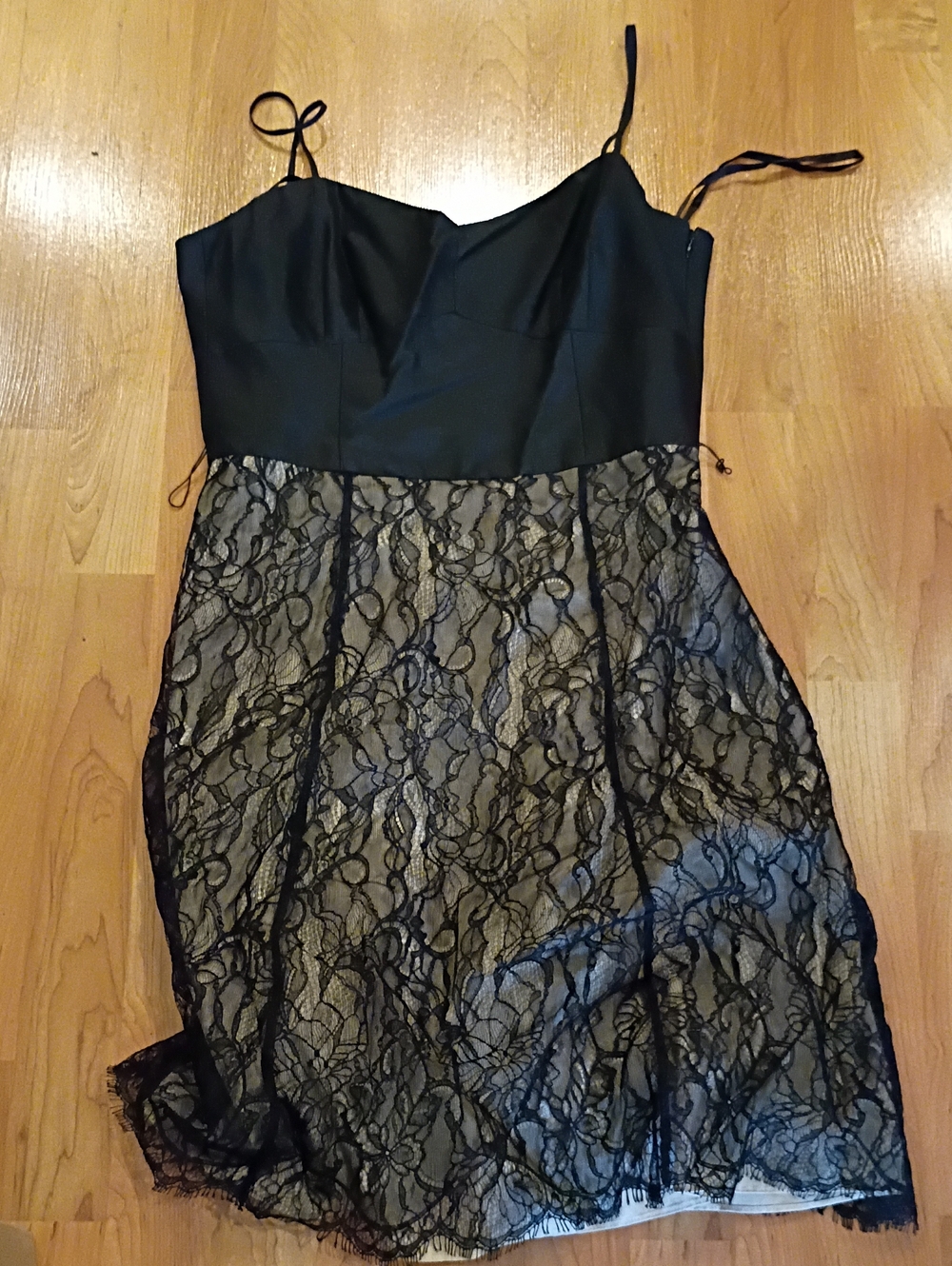 Ann Taylor Black Lace Midi Dress with Spaghetti Straps